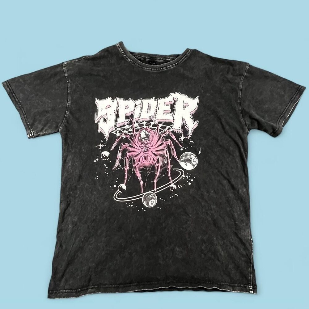 Romwe Men's Black and Pink T-shirt